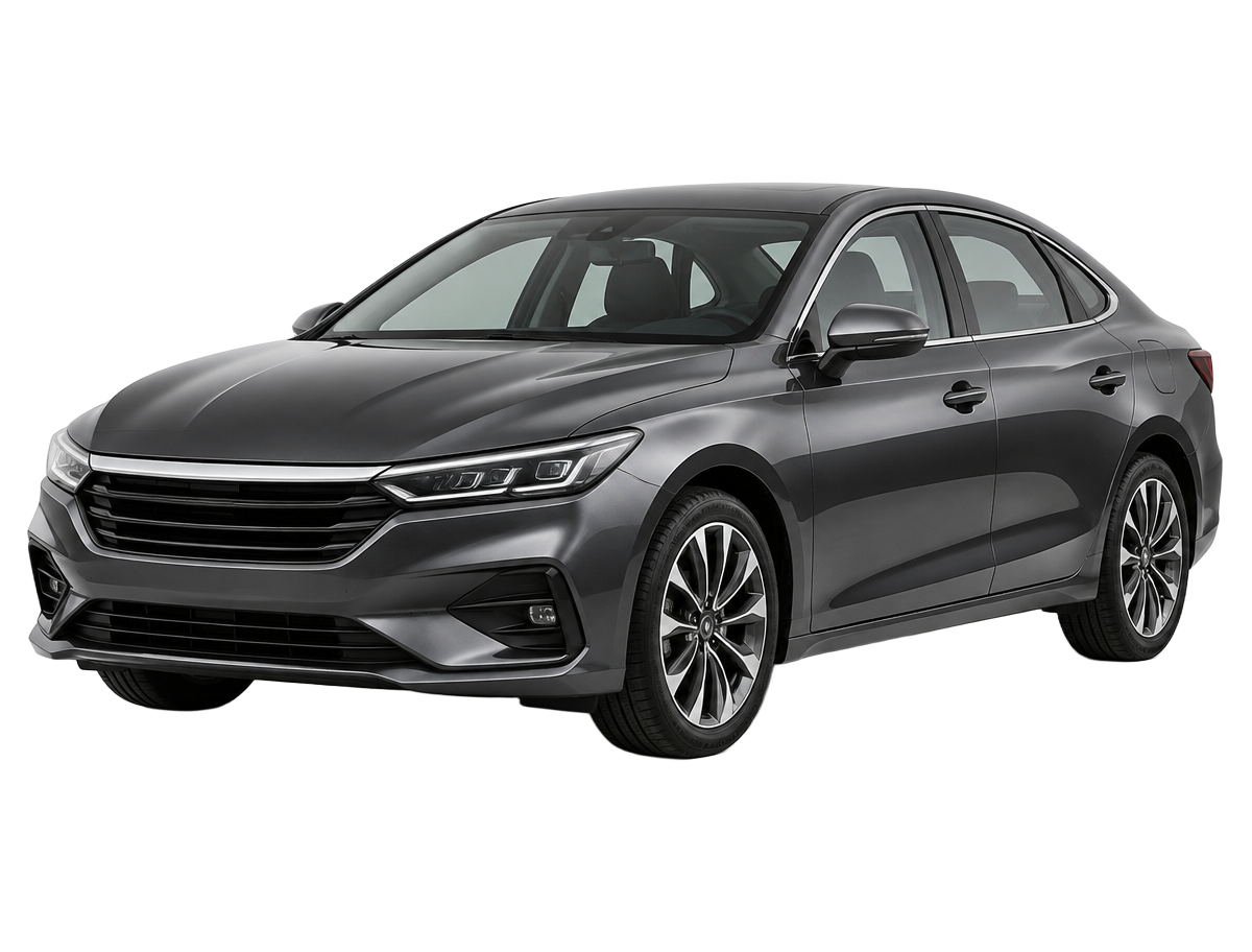Illustrative grey sedan